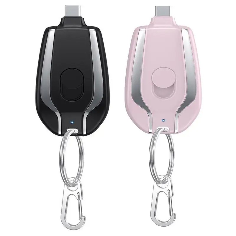 Mini chargeur porte-clés d'urgence, mini banque d'alimentation ultra-compacte, charge rapide, banque d'alimentation de secours de type C, 1500mAh