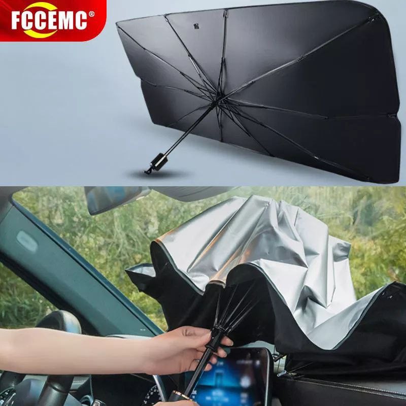 Pare-soleil de voiture pour pare-brise, pare-soleil de voiture, parasol, parapluie, housse de pare-brise pliable, fenêtre avant, protection d'isolation thermique