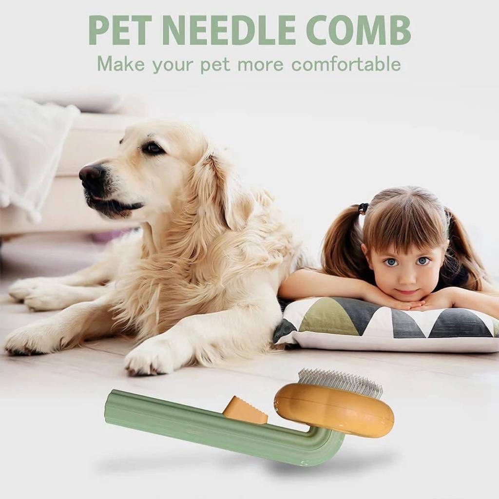 Brosse de nettoyage pour animaux de compagnie, potiron autonettoyante, peigne flottant, poils courts, séparation en un clic, nettoyeur de poils de chien