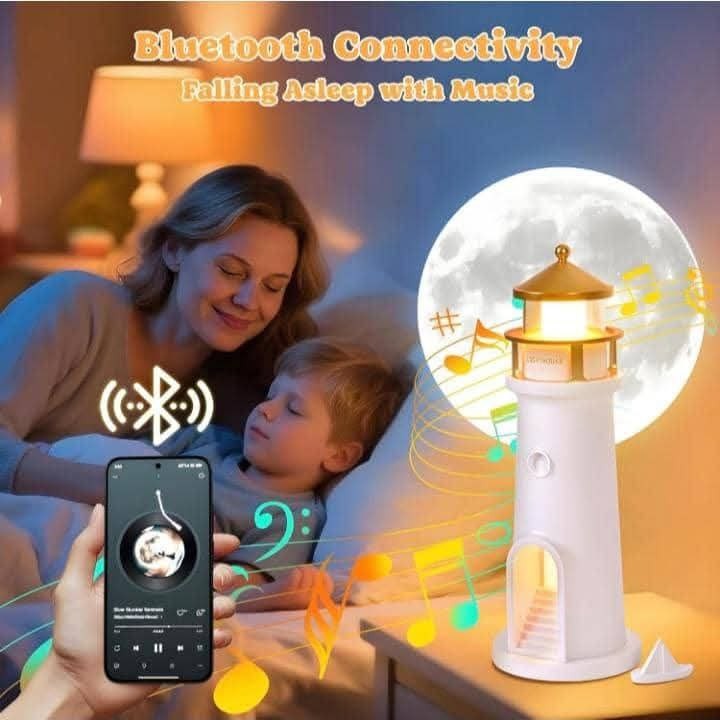 Lampe de Projection de phare au clair de lune, musique Portable, capteur de mouvement à intensité variable, veilleuse, éclairage Rechargeable par USB, lampes de chevet