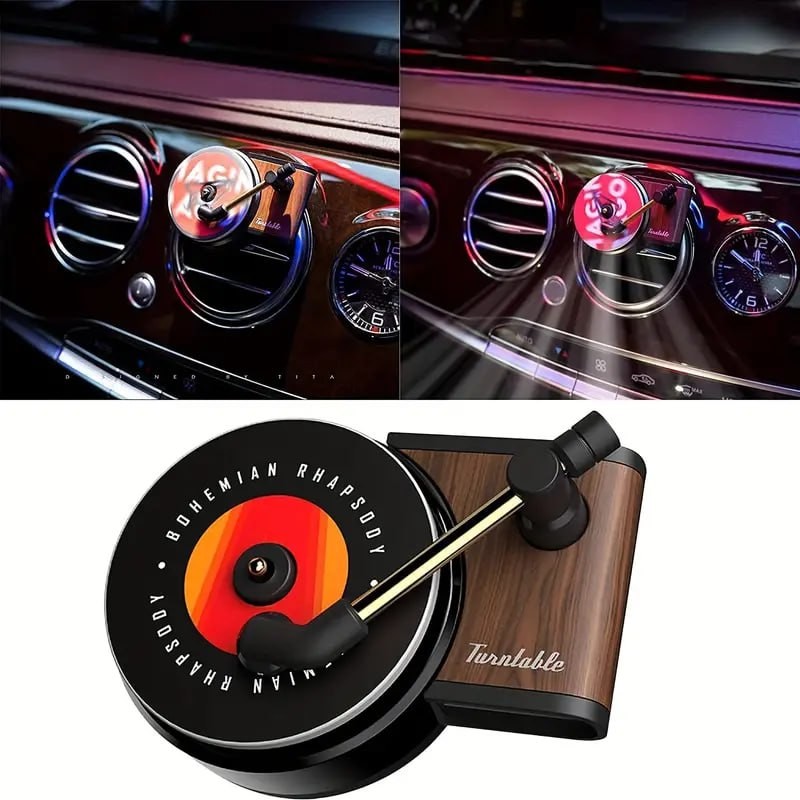 Diffuseur de parfum d'aromathérapie à clip pour bouche d'aération de voiture, design de tourne-disque de voiture, diffuseur de sortie de parfum coloré