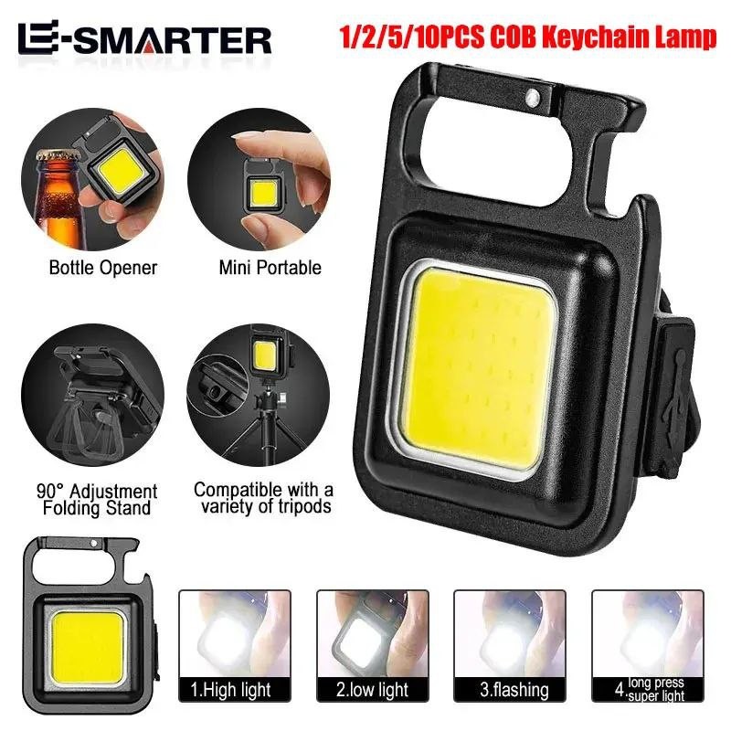 Mini lampes de poche LED rechargeables USB, porte-clés, lampe de poche portable, lampe de poche de camping, budgétaire COB pour l'extérieur, lampe de travail