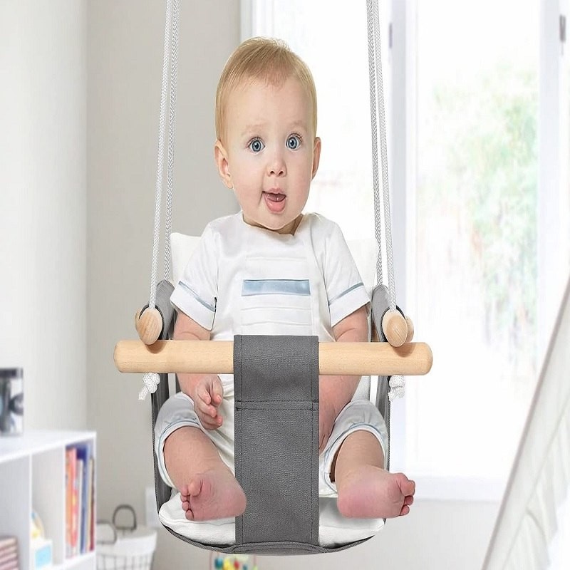 Siège de balançoire suspendu en toile, hamac d'intérieur et d'extérieur, jouet pour tout-petits, jardin, balançoire en bois, jouet d'extérieur pour enfants de la maternelle