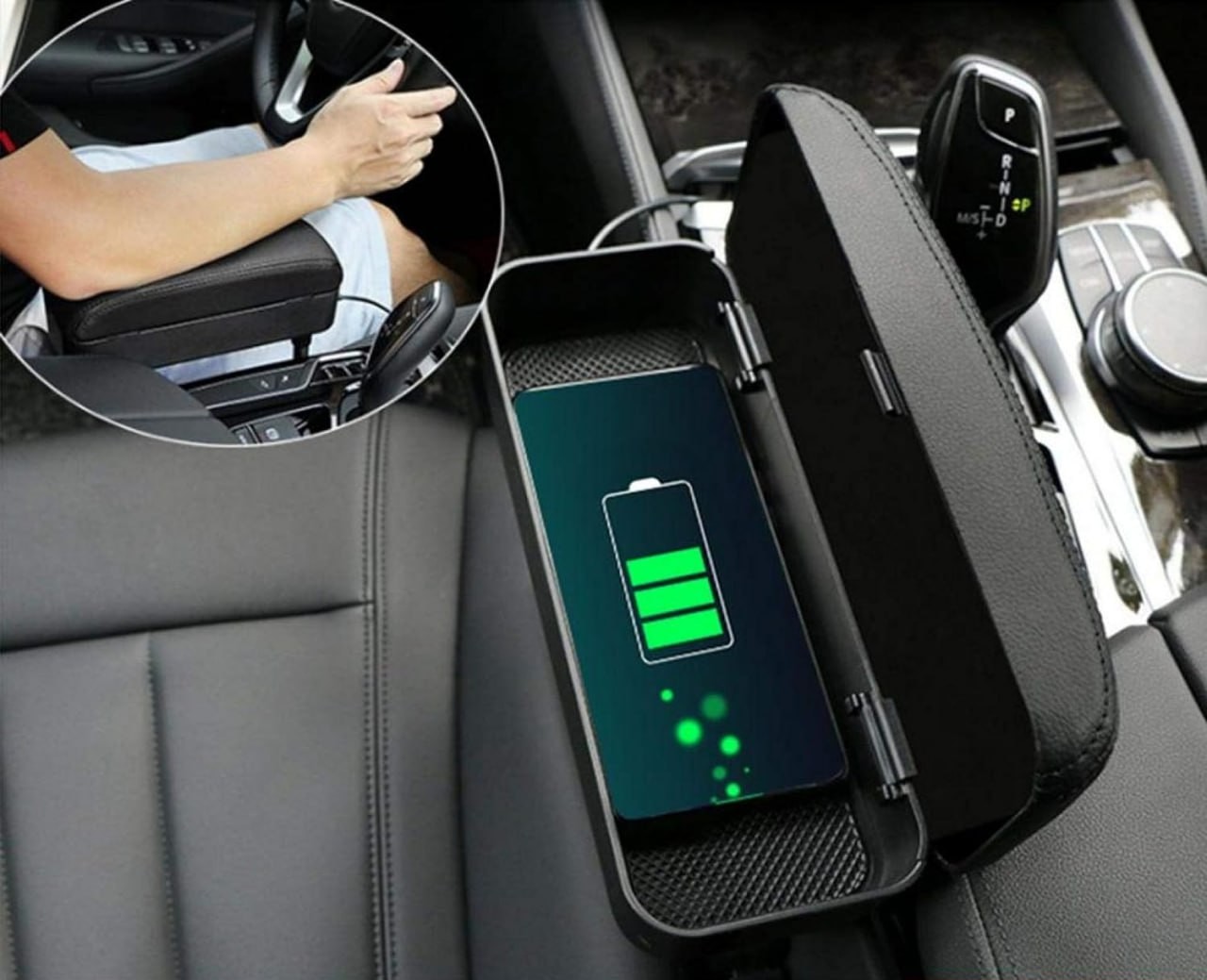 Boîte d'accoudoir de voiture universelle à chargement sans fil, support de coude, réglable, console centrale, bras, siège automatique, écart