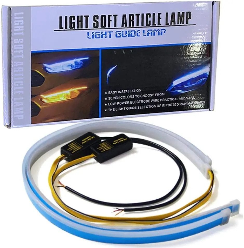 Feux de jour LED DRL pour voiture, étanches, 30cm, 45cm, 60cm, blanc, rouge, jaune, bleu, 2 pièces