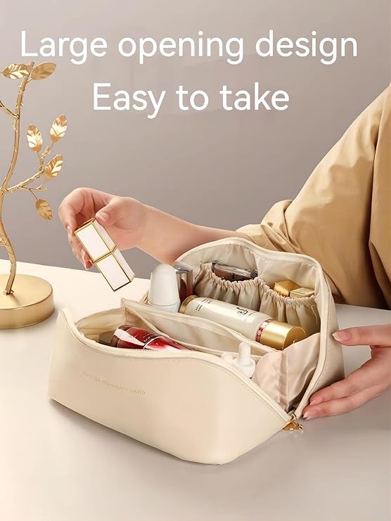 Trousse de toilette portable en PU de grande capacité, trousse à cosmétiques, outil de maquillage, sac de rangement cosmétique, style simple, étui d'évaluation, voyage