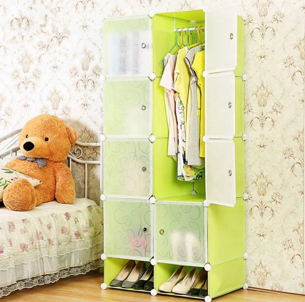Simple Ikea baby wardrobe closet storage cabinets easy to assemble children's bookcase bookcase wardrobe clothes rail shipping