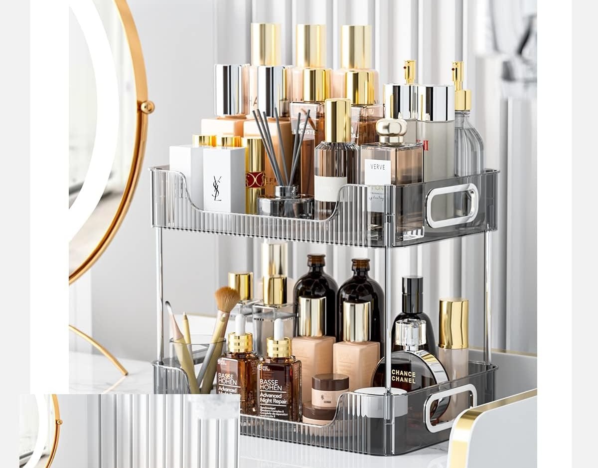 Étagère de rangement à 2 niveaux, support de rangement pour maquillage, cuisine, salle de bain, livraison gratuite