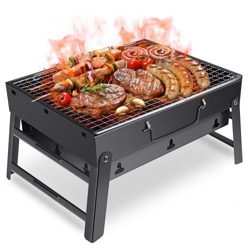 Barbecue au charbon pliable et portable, grille en acier inoxydable, pour Camping en Plein Air, El aid,  Grill d'extérieur