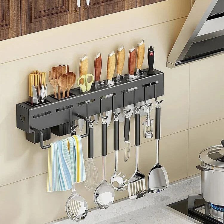 Étagère de rangement murale pour la cuisine, porte-couteau, porte-baguettes, porte-cuillère T1, outils de poinçonnage gratuits, gadgets de cuisine, accessoires