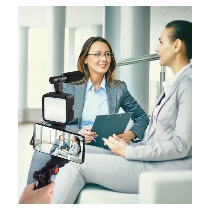 Kit de photographie générale portable Microphone professionnel à condensateur avec trépied, lumière LED, studio pour Sony, appareil photo IL, téléchargements de téléphone, micro statique