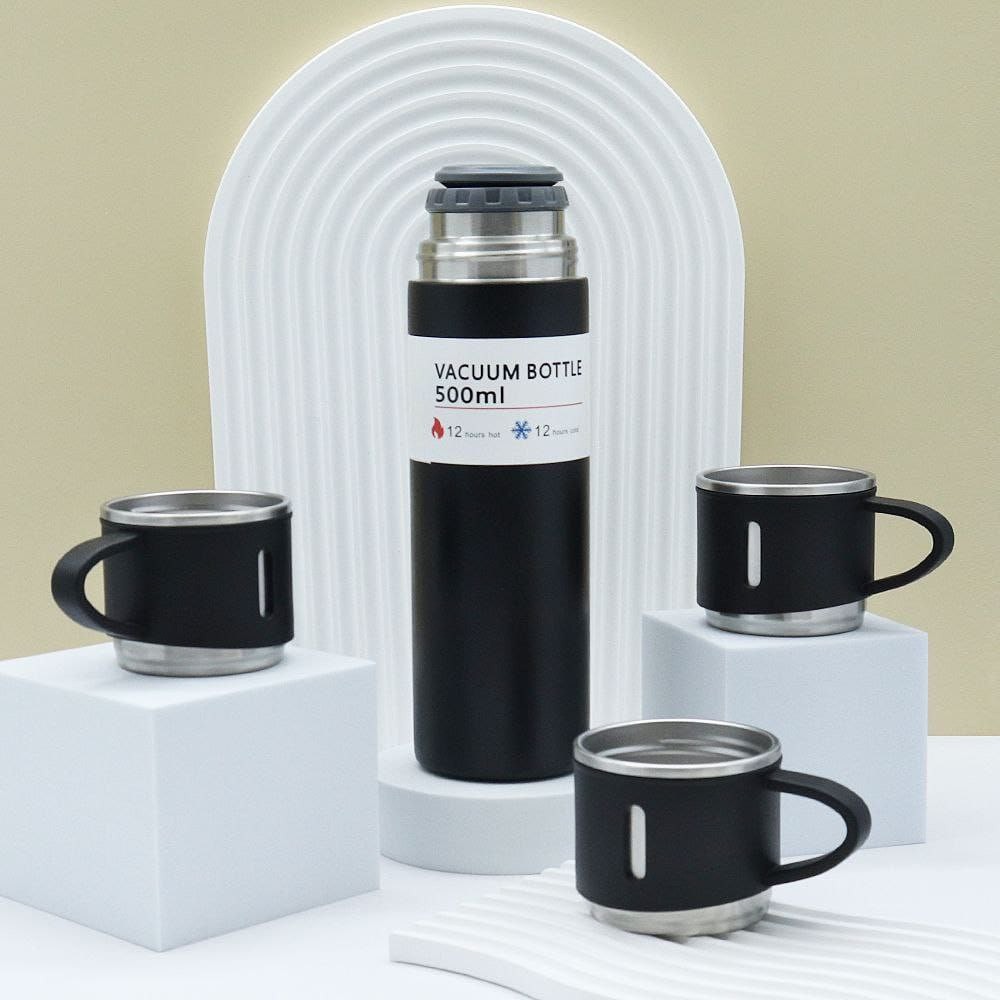 Ensemble de tasses thermos en acier inoxydable pour hommes et femmes, gobelet à trois couvercles, tasse à eau spéciale, cadeau d'affaires, voyage, 304