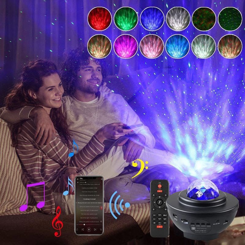 led galaxy light projector avec haut-parleur de musique