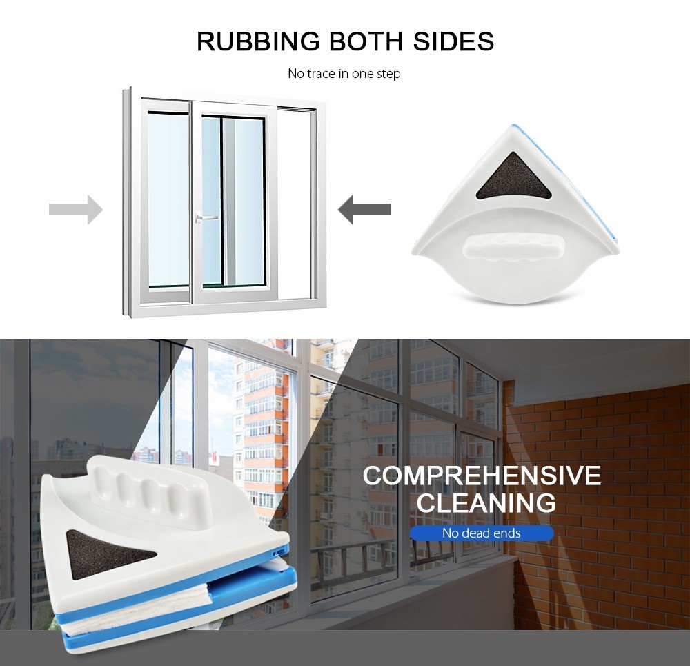 La brosse de nettoyage magnétique à double face pour vitres, Lingette magnétique Double face pour le nettoyage des vitres, brosse pour l'entretien de la maison
