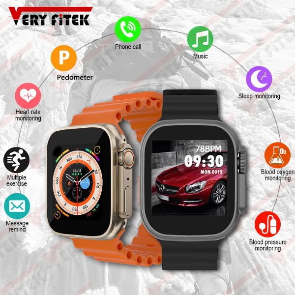 Montre Connectée S8 Ultra Série 8 pour Homme, Femme et Enfant, Bracelet de dehors, Fitness, Appel Bluetooth, pour IOS et Android, Nouveauté 2024