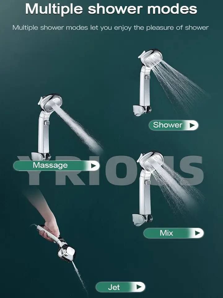 Pomme de douche pressurisée à main, 4 modes, économie d'eau, une touche d'arrêt, accessoires de salle de bain