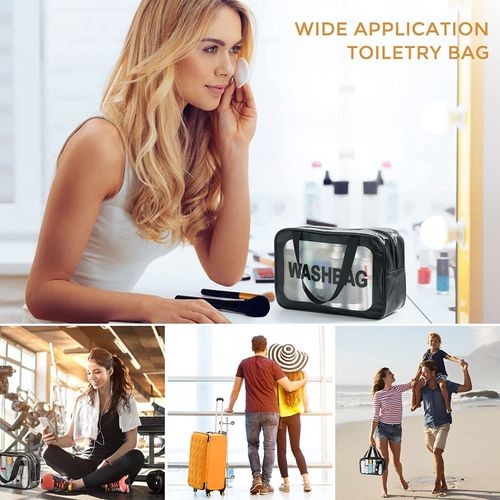 Bag Clear Makeup Bag Waterproof for Cosmetics Lettered 3 size