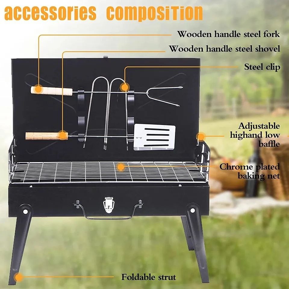 Barbecue à Charbon Pliant Portable, Jardin, Voyage en Plein Air, Pique-Nique, Outils de Camping, Cuisson