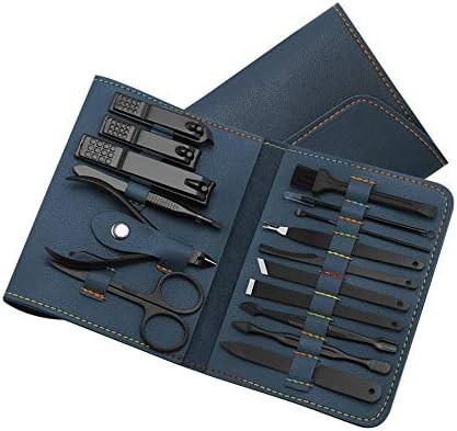 FCYIXIA 16 pièces/ensemble coupe-ongles ensemble coupe-ongles sac pliant en acier inoxydable outil de coupe doigt outils de manucure manucure coupe-ongles