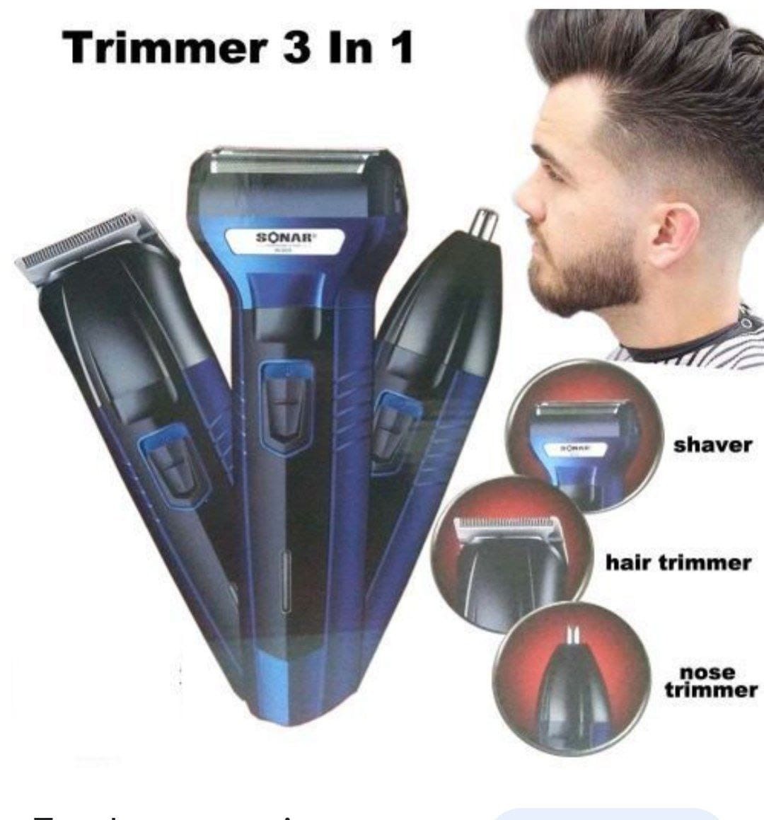 Kemei – rasoir électrique multifonction 3 en 1, sans fil, Rechargeable, pour barbe, nez et cheveux, Kit de toilettage