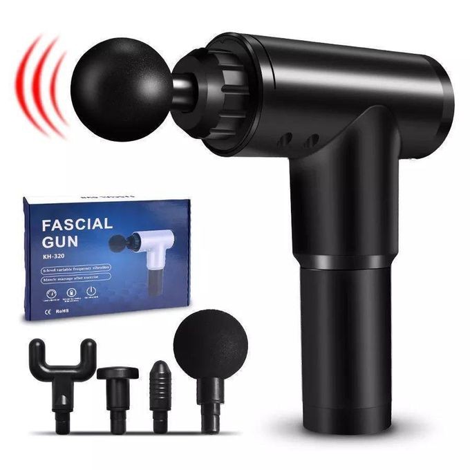 Pistolet de Massage Masseur de Coup de Muscle muet des Tissus Profonds Réglage de 6 Vitesses 4 Types de têtes de Massage à Choisir pour Le soulagement de la Douleur