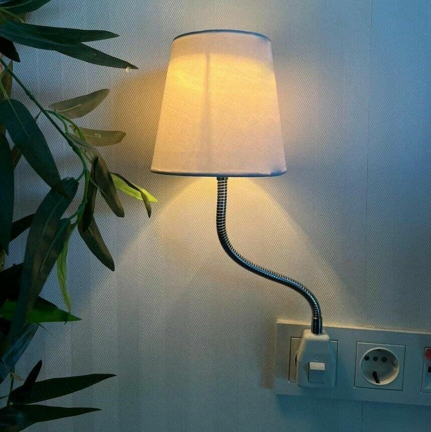 Applique Murale Led Abat-Jour En Tissu Lampe de Chevet pour Chambre, Lampe de prise Socket pour un point très lumineux, Veilleuse de Décoration