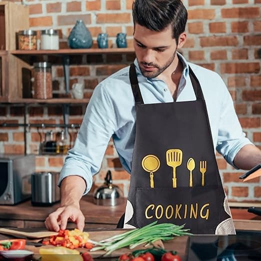 Ailelan Tablier Cuisine, Tablier de Cuisine Étanche avec Grande Poche, Cuisson à Domicile Tabliers pour Femmes Hommes, Unisexe Chef Tabliers pour Cuisine, Jardinage, Restaurant, Barbecue, Café